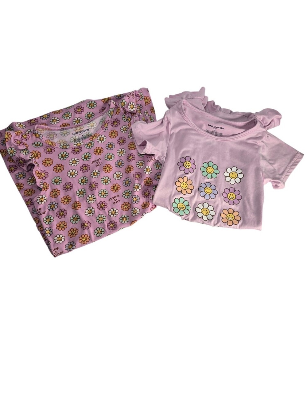 Life Is Good Girls Size 4 Set Of 2 Pink Daisy Nightgowns Sleepwear Pajamas